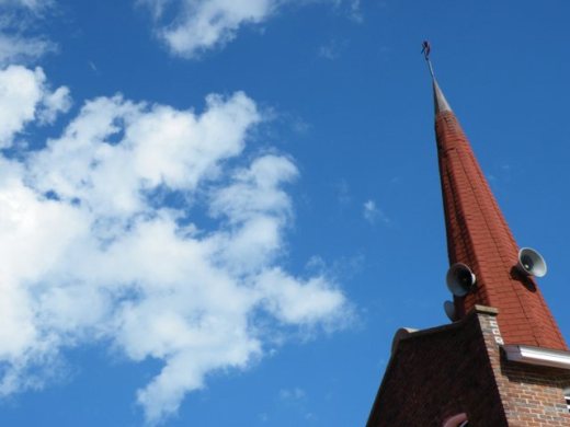 steeple and clouds