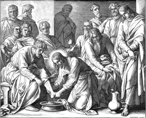 Jesus washes the feet of the Disciples